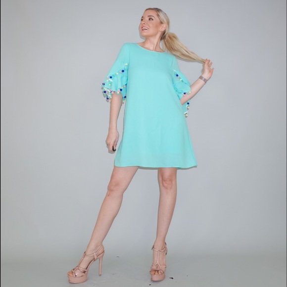 Mint Ruffle Sleeve Day Dress - Picture 10 of 13